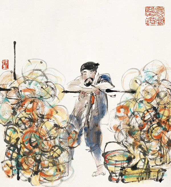 西蜀风情之二·卖竹篮-1989年作-高42cm；宽37.jpg