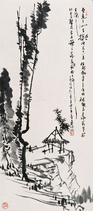 小亭枯树图轴 纸本、水墨 139.5×62cm 1961年.jpg