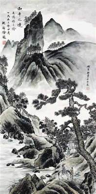 和平之境 设色纸本，131×65cm 1953年.jpg