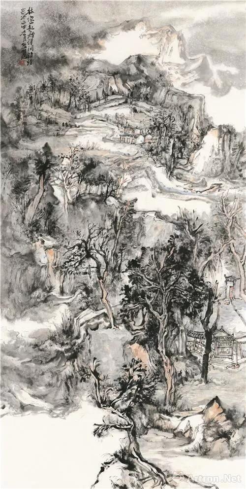 《林密起烟 得闲读经》138cm×69cm.jpg