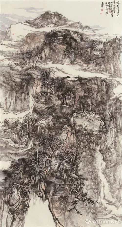 　《云崖多古木，远水尽空山》180cm×97cm.png