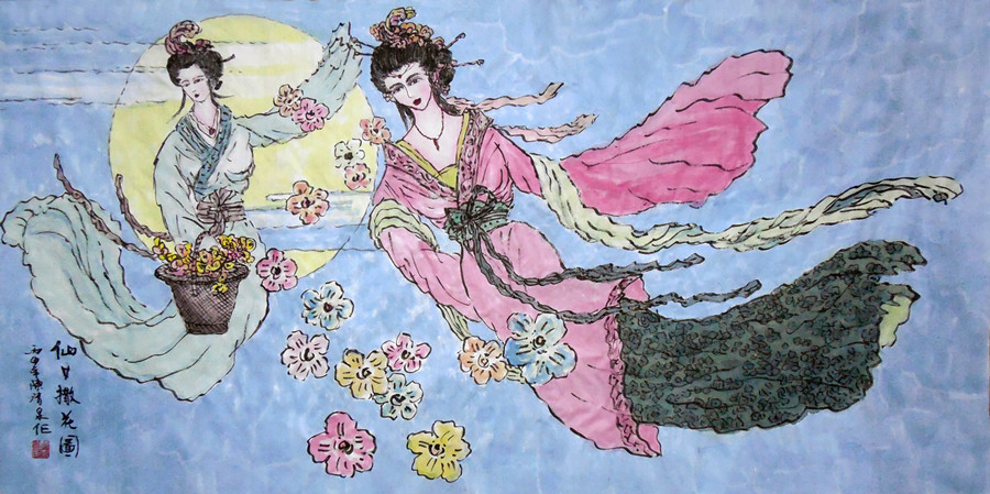 四尺《仙女撒花》138cm×68cm_副本.jpg